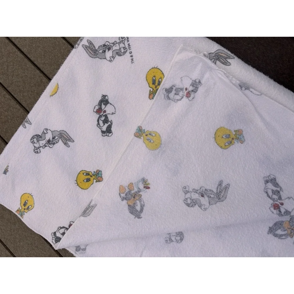 Vintage Baby Looney Tunes Blanket‎ Balloons Bugs Bunny Tweety Sylvester Cotton
